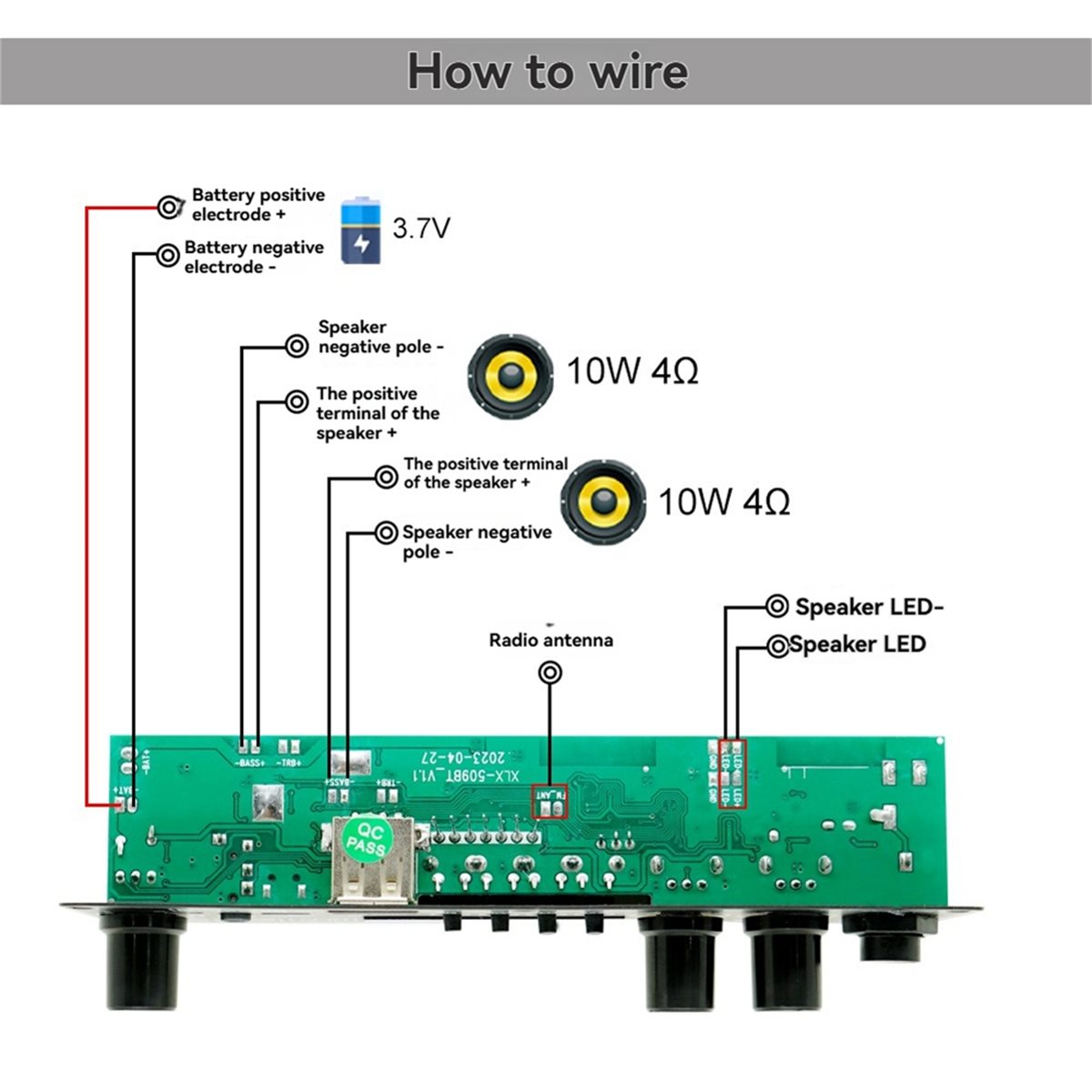 Bluetooth Speaker - 更新しました。 2X10W 3.7V アンプボードスクエアダンス 20W スピーカー録音アンプサポート