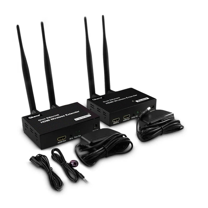 Hdmi Adapter - 200mワイヤレスHDMIビデオ送受信機、ディスプレイアダプター。1つの送信機と4つの受信機で、DVD、PS4、カメラ、ノートパソコン、PCからテレビやモニターへ映像を伝送。