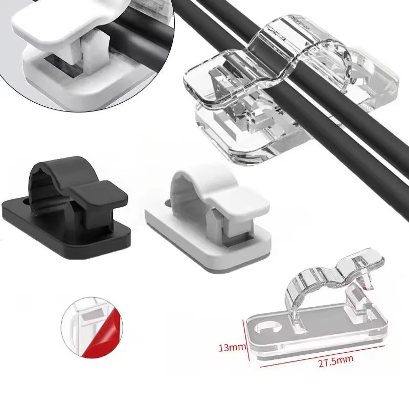Cable Organizer - 自己粘着式ケーブルクリップ、コード整理用、配線整理用、デスク周りの整理整頓に、家庭やオフィス、車内でのケーブル管理に最適。