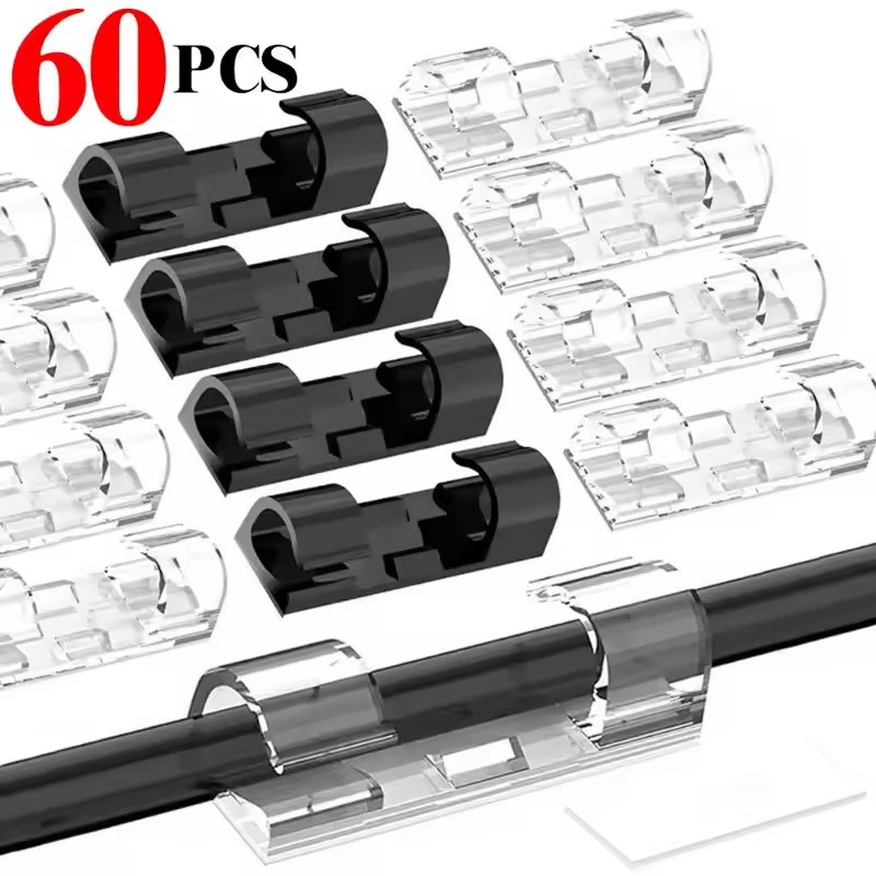 Cable Organizer - 小型ケーブル整理クリップ、ワイヤーホルダー、自己粘着式、PCマウスやUSB電源コードの整理に、デスクトップや壁に取り付け可能。JJ4031