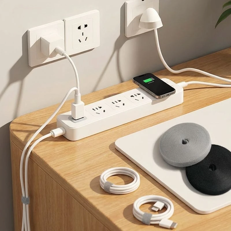 Cable Organizer - ケーブル整理用、自己接着式の固定テープ、フック＆ループ式、ナイロン製、自由にカットできる結束バンド、マジックテープ、ワイヤー整理、イヤホンコード、ケーブル結束バンド
