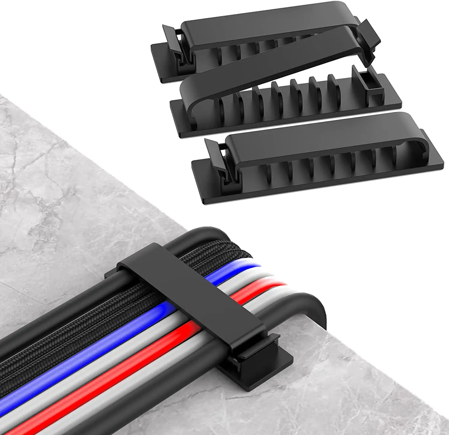 Cable Organizer - ケーブルオーガナイザー、コードマネジメント、ワイヤーホルダー、フレキシブルUSBケーブルワインダー、マウス・キーボード・イヤホン用シリコンクリップ