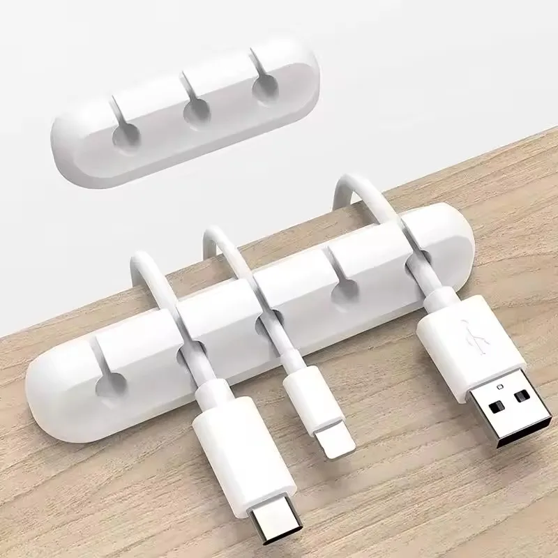 Cable Organizer - シリコン製USBケーブルオーガナイザー、USB充電ケーブル巻き取り器、デスクトップ整理クリップ、マウス・イヤホンアクセサリー用ケーブルホルダー
