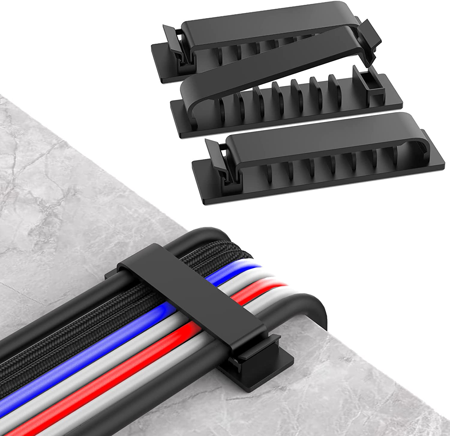 Cable Organizer - ケーブルオーガナイザー コード管理 ワイヤーホルダー 柔軟なUSBケーブルワインダー 整理整頓用シリコンクリップ マウス