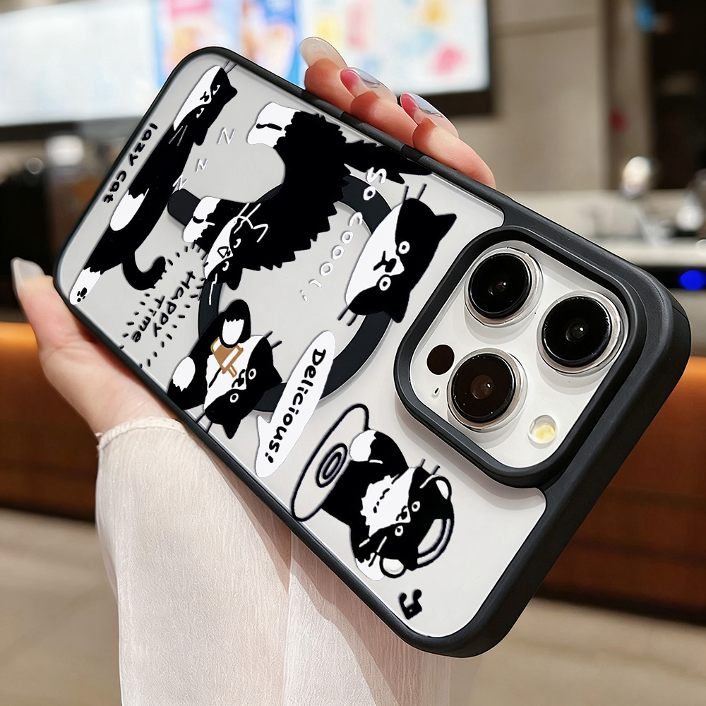 面白い黒猫ワイヤレス充電対応スマホケース iPhone 17 - Wireless Charger のレビューと価格