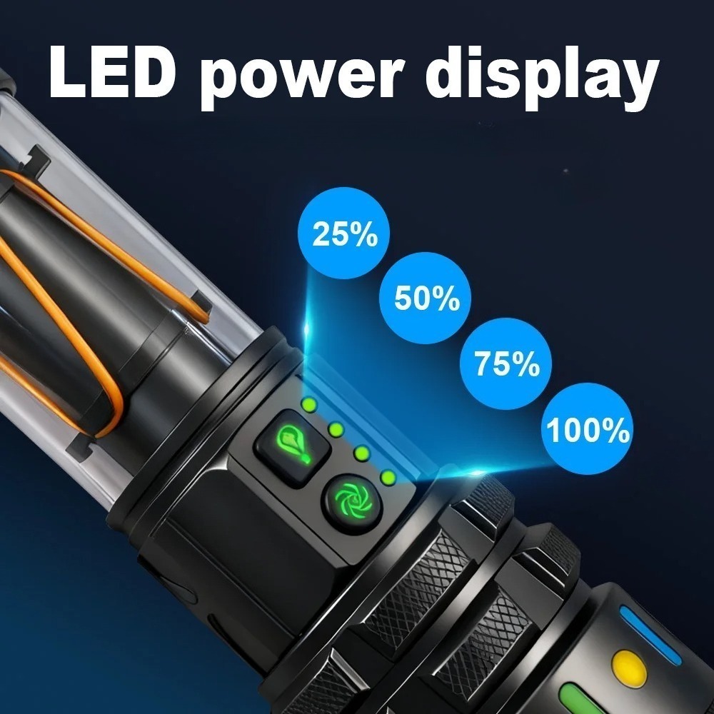 強力な超高輝度LED懐中電灯、Type-C急速充電式ハンドヘ - Power Bank のレビューと価格