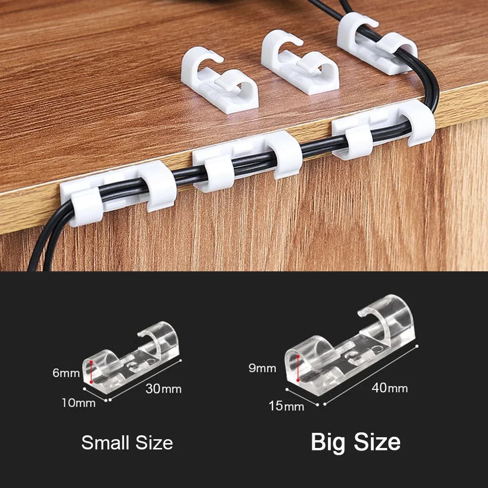 小型ケーブル整理クリップ、ワイヤーホルダー、自己粘着式、PC - Cable Organizer のレビューと価格