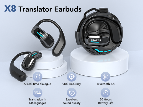 ERAZER X8：リアルタイム翻訳機能付きヘッドホン。マイ - Headphones Wireless のレビューと価格