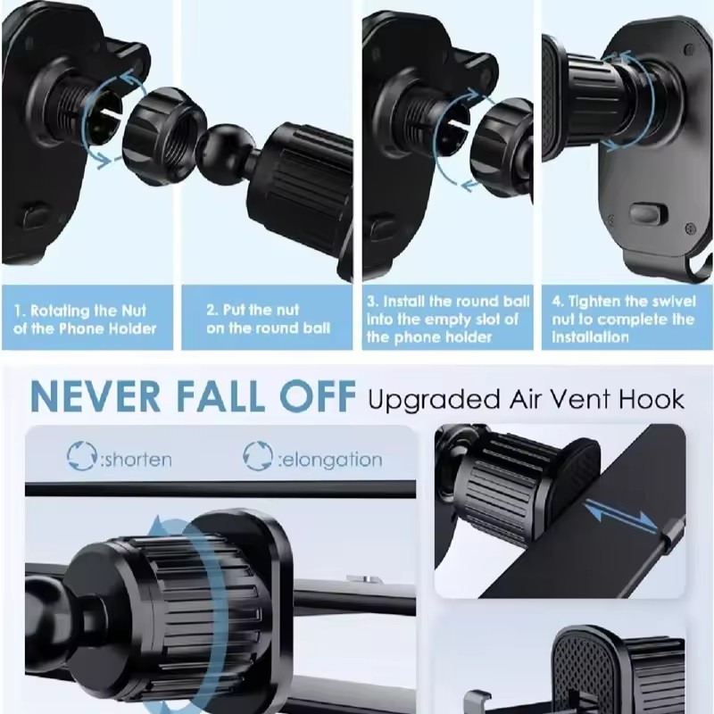 ユニバーサルカーフックベースフォンホルダー 重力式モバイルス - Phone Holder のレビューと価格