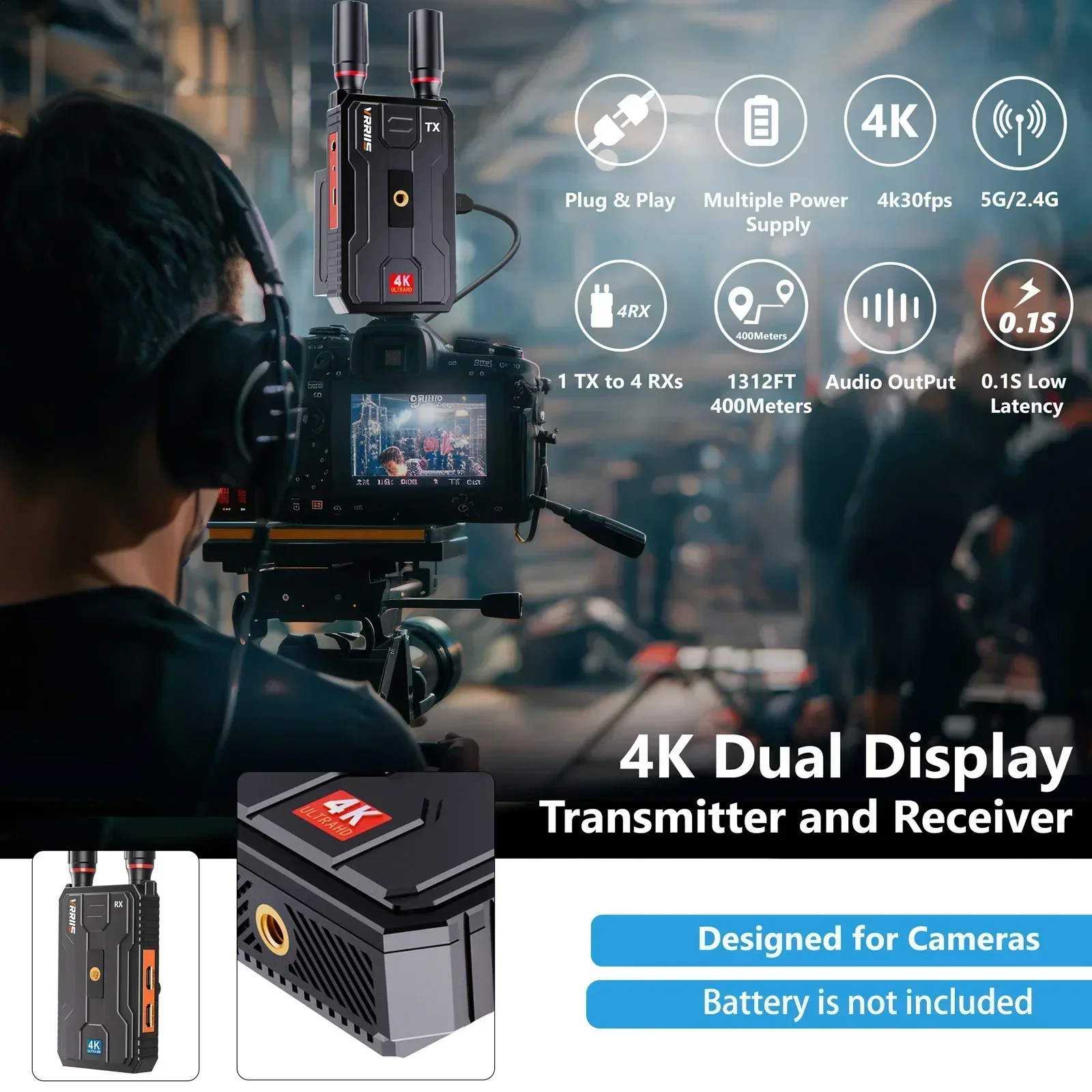 400 メートル 5G 4K ワイヤレスビデオトランスミッタ - Hdmi Adapter のレビューと価格