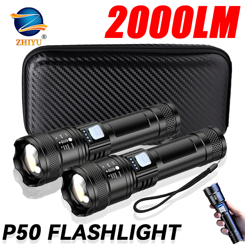 戦術的な LED 懐中電灯 2000LM USB 充電式防水 - Power Bank のレビューと価格