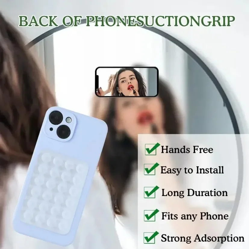 正方形のシリコン製吸盤式スマホスタンドパッド。多機能で、壁に - Phone Holder のレビューと価格